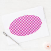 Rosa Gingham & Blume Oval Aufkleber (Umschlag)