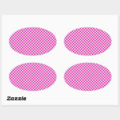 Rosa Gingham & Blume Oval Aufkleber (Blatt)