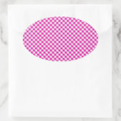 Rosa Gingham & Blume Oval Aufkleber (Tasche)