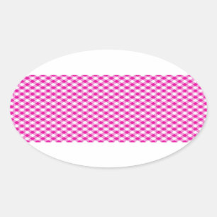 Rosa Gingham & Blume Oval Aufkleber