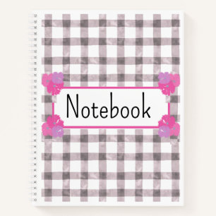 Rosa Gingham-Blumen-Notizbuch Notizblock