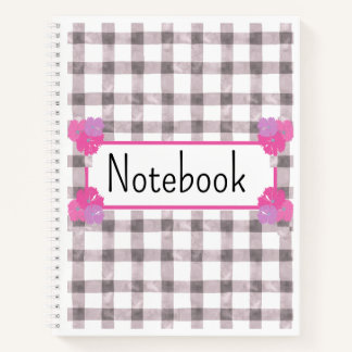 Rosa Gingham-Blumen-Notizbuch Notizblock