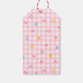 Rosa Gingham Blumen-Schleife Geschenkanhänger für  (Rückseite)