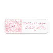 Rosa Gingham-Blumen-Wappen-Monogramm-Adresse (Vorne)