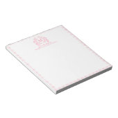 Rosa Gingham-Blumen-Wappen-Monogramm Notizblock (angewinkelt)