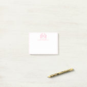 Rosa Gingham-Blumen-Wappen-Monogramm Post-it Klebezettel (Auf Schreibtisch)