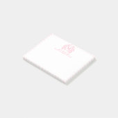 Rosa Gingham-Blumen-Wappen-Monogramm Post-it Klebezettel (angewinkelt)