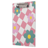 Rosa Gingham-Blumenmuster – Retro Süße Blumen  Klemmbrett (Links)