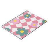Rosa Gingham-Blumenmuster – Retro Süße Blumen Notizblock (Linke Seite)