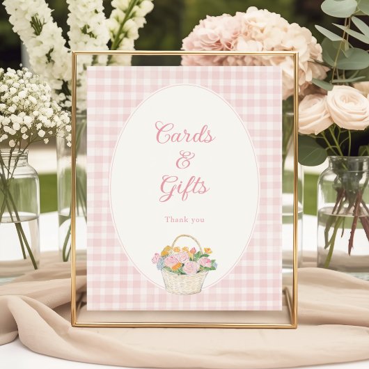Rosa Gingham Brautparty Karten und Geschenke Poster