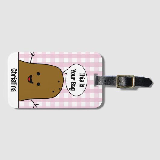 Rosa Gingham, Brown Potato, Ihre Tasche, kundenspe Gepäckanhänger (Vorderseite (Horizontal))