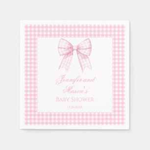 Rosa Gingham Bugband Babydusche Serviette