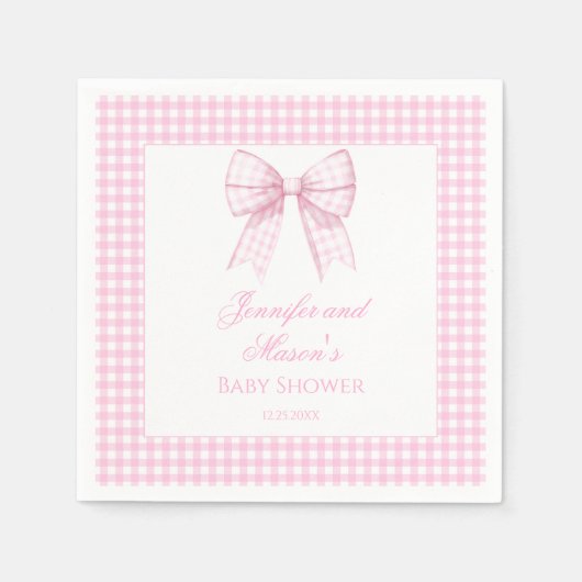 Rosa Gingham Bugband Babydusche Serviette (Vorderseite)