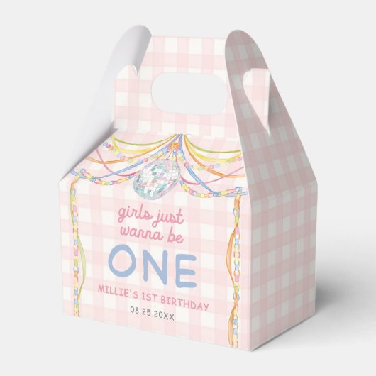 Rosa Gingham bunte Mädchen-Geburtstagsfeier Geschenkschachtel (Vorderseite)