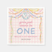 Rosa Gingham Bunter Mädchen-Geburtstagsfeier Serviette (Vorderseite)