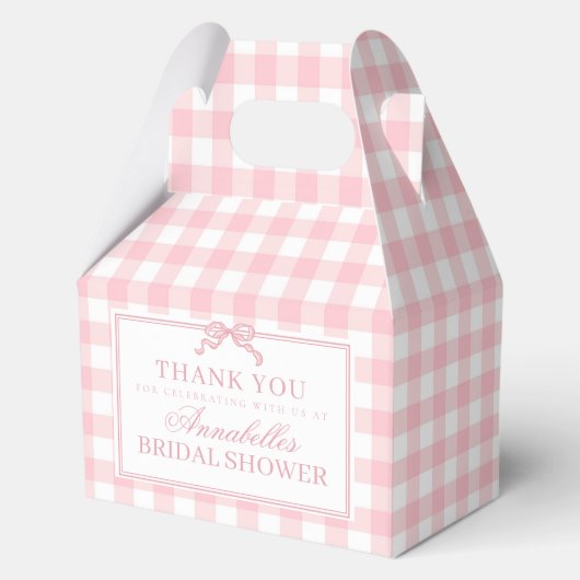 Rosa Gingham Coquette-Bogen-Hochzeitsdusche-Gesche Geschenkschachtel (Vorderseite)
