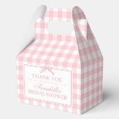 Rosa Gingham Coquette-Bogen-Hochzeitsdusche-Gesche Geschenkschachtel (Rückseite)