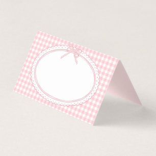 Rosa Gingham Coquette Bogen Platzkarten Tischdekor