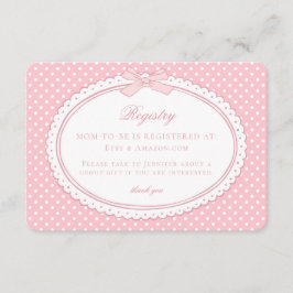 Rosa Gingham Coquette Schleife Baby-Registrierung Begleitkarte