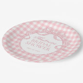Rosa Gingham Coquette-Schleife Brautparty Pappteller (Schrägansicht)