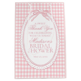 Rosa Gingham Coquette Schleife Hochzeitsdusche Ges Mittlere Geschenktüte