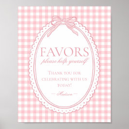 Rosa Gingham Coquette Schleifen Dekoration Schild