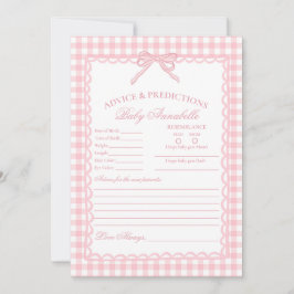 Rosa Gingham Coquette Schleifen-Tipp für Babykarte Einladung