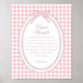 Rosa Gingham Coquette Schleifen Windel Gedanken Ba Poster