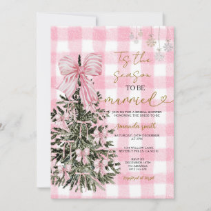 Rosa Gingham Coquette Weihnachtsbaum Brautparty Einladung