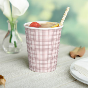 Rosa Gingham Country Brautparty Pappbecher