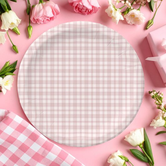 Rosa Gingham Country Brautparty Pappteller