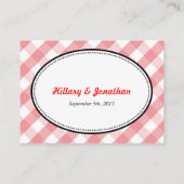 Rosa Gingham Country rustikale Kirschsitzkarte Platzkarte (Rückseite)