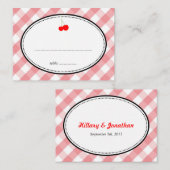 Rosa Gingham Country rustikale Kirschsitzkarte Platzkarte (Vorne/Hinten)