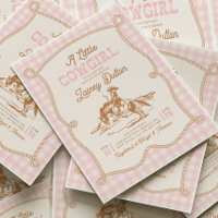 Rosa Gingham-Cowgirl-Baby-Shower-Einladung