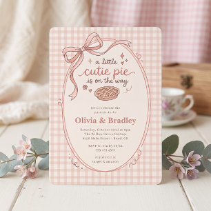 Rosa Gingham Cutie Pie Mädchen Baby-Party Einladung