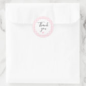 Rosa Gingham-Dankeschön-Sticker Runder Aufkleber (Tasche)
