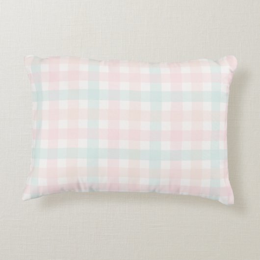 Rosa Gingham Dekokissen (Rückseite)