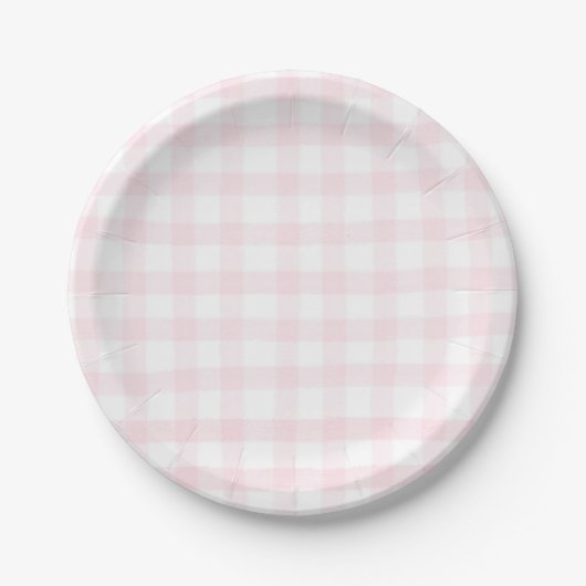 Rosa Gingham einfache kleine Karo-Platten Pappteller (Vorderseite)
