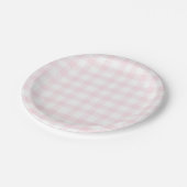 Rosa Gingham einfache kleine Karo-Platten Pappteller (Schrägansicht)