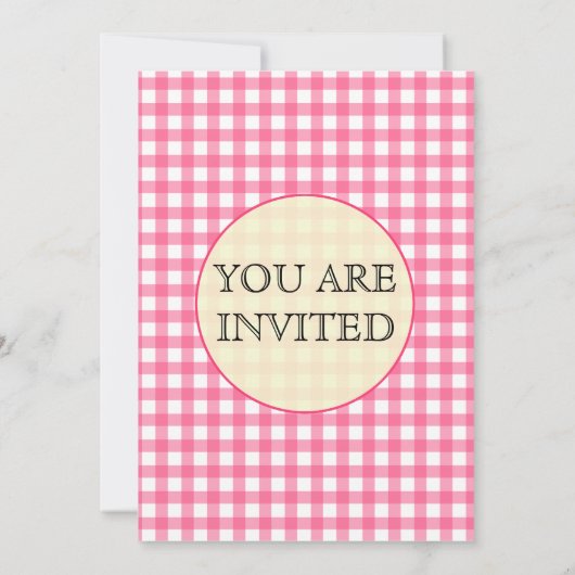 Rosa Gingham-Einladung Einladung (Rückseite)