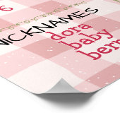 Rosa Gingham-Erdbeere Erster Geburtstag Meilenstei Poster (Ecke)