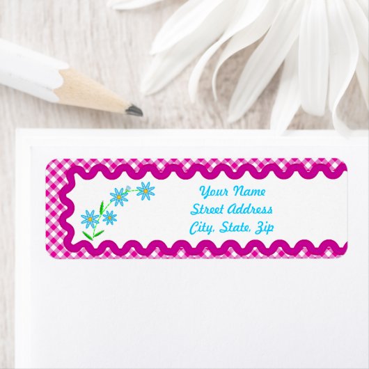 Rosa Gingham & F Hintergrund Rücksendeadresse Stic (Insitu)