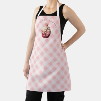 Rosa Gingham-Faux-Häkel-Cupcake-Bäckerei Schürze