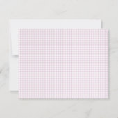 Rosa Gingham floral Kinderzimmer Babynote Ankündigung (Rückseite)