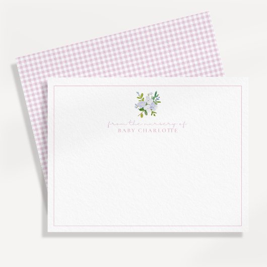 Rosa Gingham floral Kinderzimmer Babynote Ankündigung