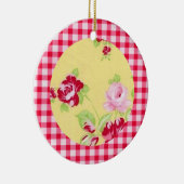 Rosa Gingham Floral Ornament (Rechts)