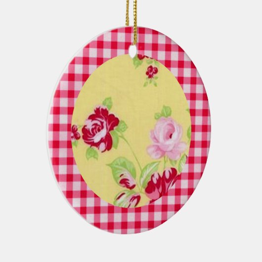 Rosa Gingham Floral Ornament (Rechts)