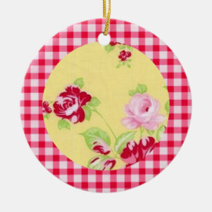 Rosa Gingham Floral Ornament