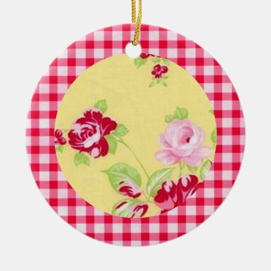 Rosa Gingham Floral Ornament (Vorne)