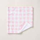 Rosa Gingham Floral Wappen Monogram Badhandtuch Set (Waschlappen)